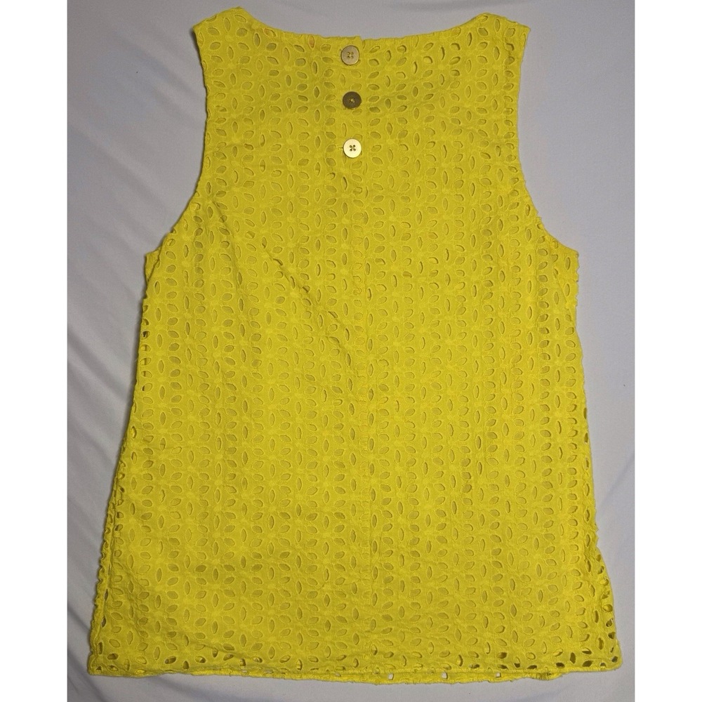 Lilly Pulitzer Iona Tank Top Yellow Juice Petal Eyelet Womens Size Medium - Picture 4 of 6